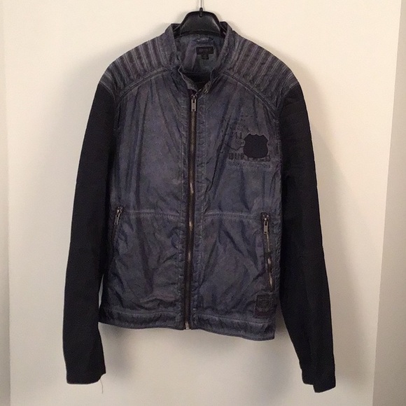 Buffalo David Bitton moto jacket lightweight, size L. Denim sleeve, nylon body. - Picture 1 of 6